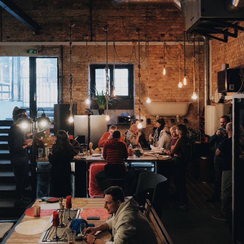 Networking event with people at Double9 Riga