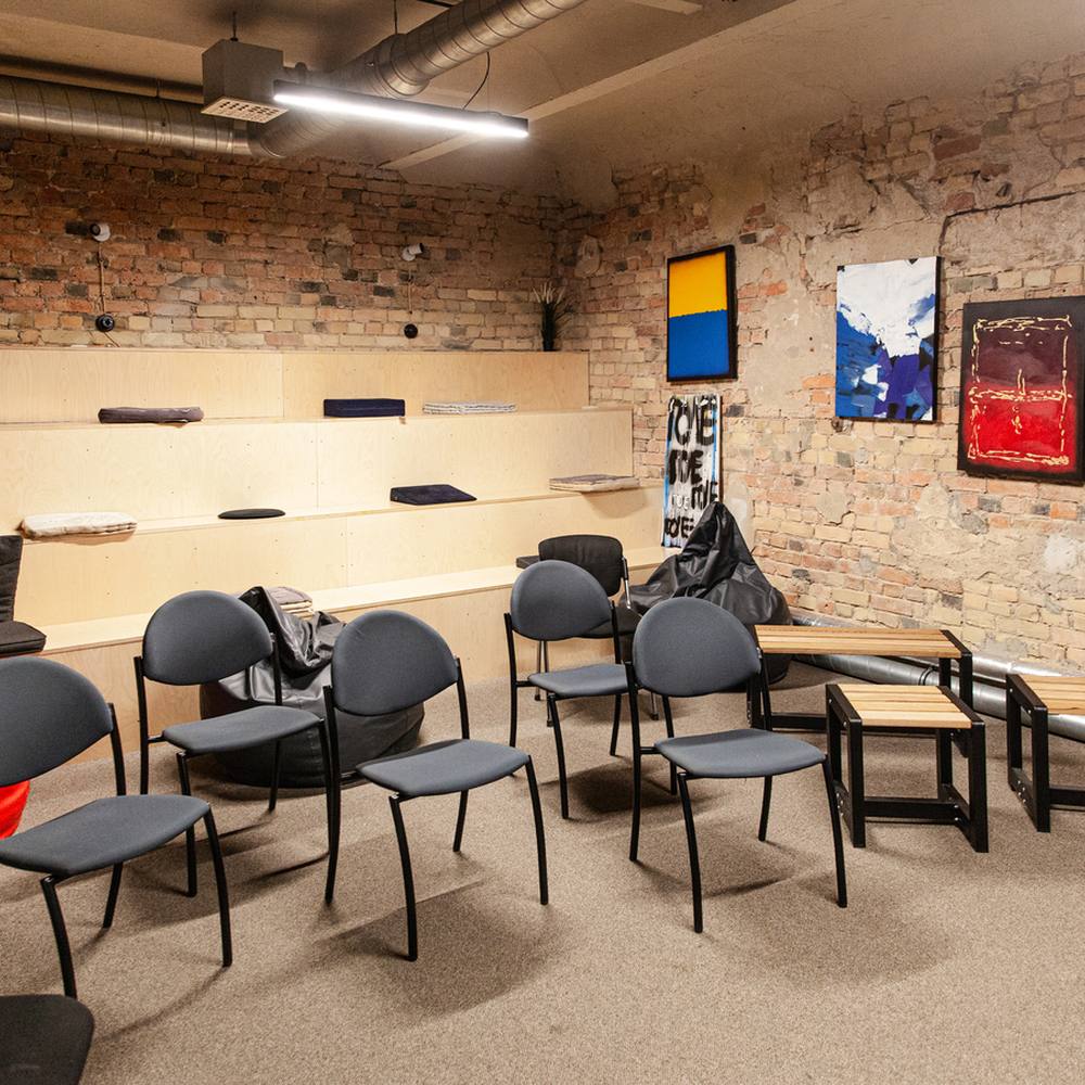 Conference hall with tiered seating at Double9 Riga